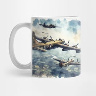 Fantasy illustration of WWII aircraft in battle Mug